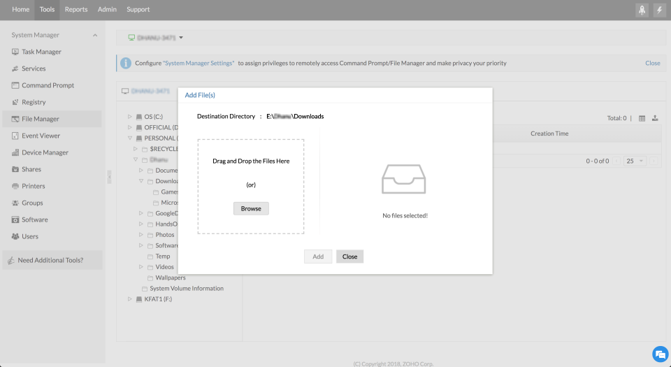 screenshot of ManageEngine Remote Access Plus